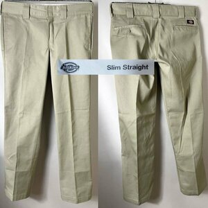 ★【希少スリム ストレートフィット】レア Dickies ディッキーズ ローライズ slim straight WP873KH ワーク チノパンツ ストレート W32