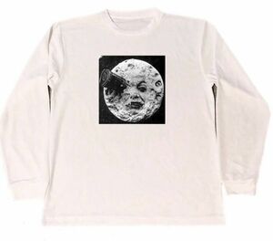 月世界旅行　ドライ　Tシャツ　名画　ジョルジュ　メリエス　　ロング　Tシャツ　ロンT　白