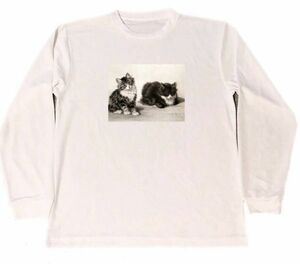 ロナー　ドライ　Tシャツ　猫　リアル　絵画　グッズ　名画　　ロング　Tシャツ　ロンT　白