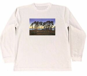 川瀬巴水　　池上市之倉　夕陽　ドライ　Tシャツ　版画　絵画　名画　グッズ　日本　ロング　ロンT　白