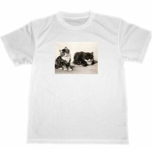 Art hand Auction Lonar Dry T-shirt Cat Realistic Painting Goods Masterpiece, Medium size, Crew neck, letter, logo