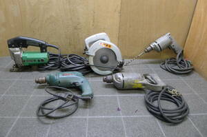 BB085 電動工具 5点 [日立工機 電気ジグソー JHT-60A, 電気ドリル LUl-DN][RYOBI 振動ドリル MPD-10VR], 他 まとめてセット 動確済 /140