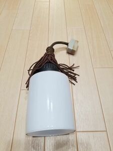 ⑥電笠 昭和レトロ 昭和初期 ホルダー房付き 当時物 電笠 乳白ガラス