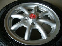 ワタナベ エイトスポーク アルミ 14×4.5J OFF45 PCD100-4H 2021年製 165/55R14 DUNLOP EC202 タイヤ 4本セット P3560_画像3