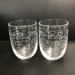《食器》 コップ「リトルマーメイド：いい朝グラス 2個」 高さ：約9.8cm・口：約7.2cm 雲の絵 パン屋さんのノベルティ ソーダガラスの画像3