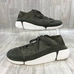 KZ1335★Clarks : Trigenic Evo スエードシューズ★UK10★カーキ系 定価￥26400- クラークス トライジェニックエヴォ スニーカー