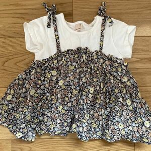 プティマイン　半袖　ドッキング　Tシャツ 100 チュニック　女の子　子供服 半袖Tシャツ カットソー　花柄