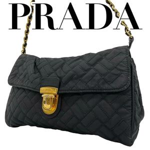 PRADA プラダ　E11 チェーン　ショルダーバッグ　キルティング　フラップ