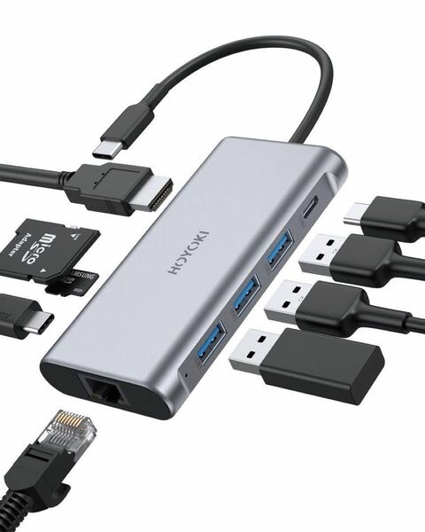 HOYOKI USB Cハブ 9イン1 USB Cアダプター Type C ハブ アダプター マルチポート