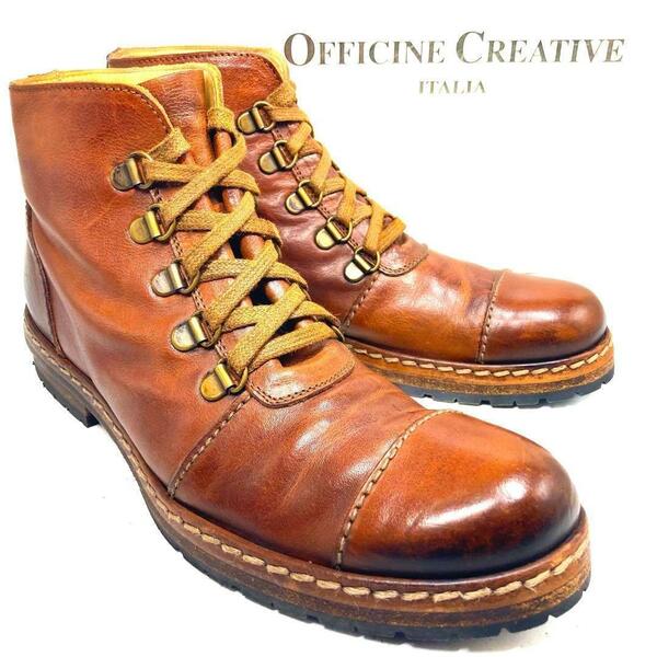 ☆即決・送料無料☆【保存箱・保存袋付】OFFICINE CREATIVE アンティークレザーブーツ 茶 ブラウン 23cm 革靴 ブーツ 本革 本皮 レディース