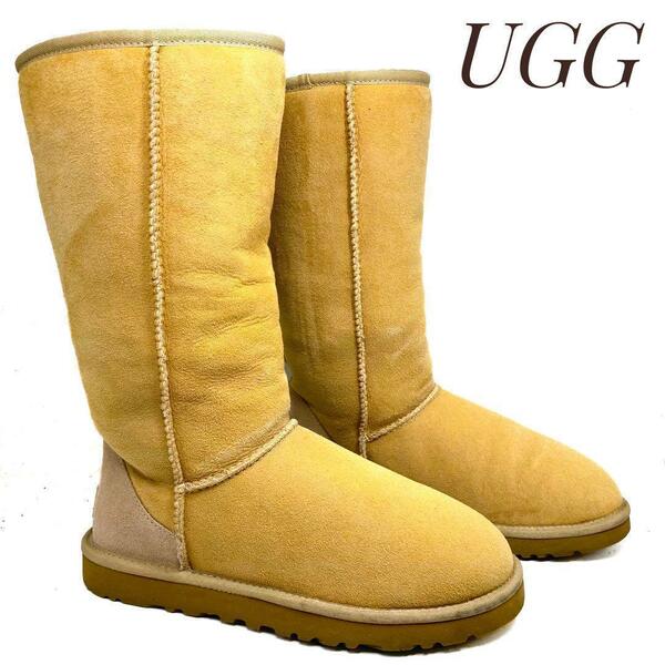 ☆即決・送料無料☆UGG アグ Classic Tall クラシックトール 5815 ベージュ 24cm ブーツ シープスキン カジュアル 本革 本皮 レディース