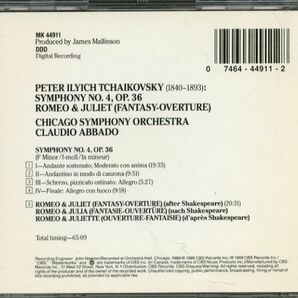 【CBS】 チャイコフスキー: 交響曲第4番、ロミオとジュリエット  クラウディオ・アバド  シカゴ交響楽団  -A326- CDの画像2