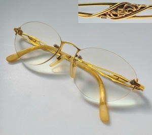 ◆FENDI◆ K18 メガネフレーム 金無垢 フェンディ ブランド 眼鏡 めがね 18金 GOLD ゴールド 度入りレンズ
