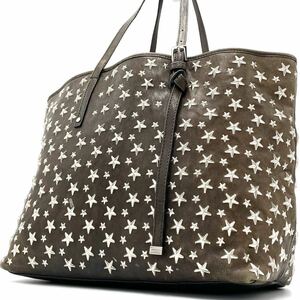 1円 【人気定価25万超】JIMMY CHOO ジミーチュウ トートバッグ ビジネス ショルダーバッグ 大容量 スタッズ ブラウン メンズ レディース