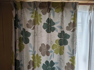 花柄　遮光カーテン、レースカーテン　セット（100cm X 150cm 2枚）
