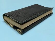 日本製★本革ブックカバー 18.3×32.8cm新書サイズ 硬質リザード柄ダークグリーン★新品_画像3