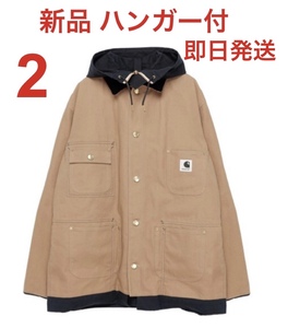 2 新品 国内正規 sacai Carhartt WIP Reversible Duck Coat Beige Navy サカイ カーハート リバーシブル ダック コート ベージュ ネイビー