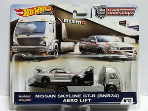 Hot Wheels TEAM TRANSPORT‐NISSAN SKYLINE GT-R (BNR34) nismo/AERO LIFT /チームトランスポート/スカイライン R34 ニスモ/トラック