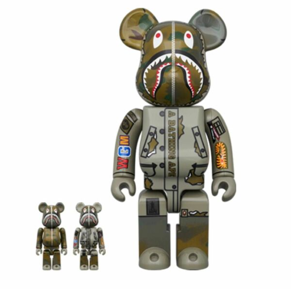 BE@RBRICK BAPE ALPHA CAMO SHARK 2023 100% & 400% 