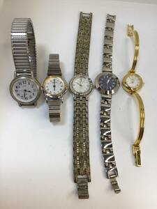 [ Junk wristwatch 5 pcs set ] lady's ALBA ANNE KLEINⅡ immovable goods part removing Junk 1-51 sh