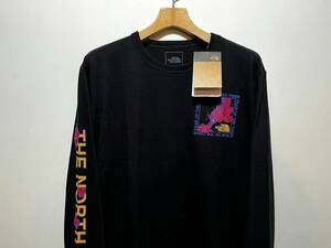 即決 送料￥380 新品 日本未発売 正規品 USA限定 The North Face ノースフェイス US-XL 袖ロゴ 長袖Tシャツ ロンT BLACK