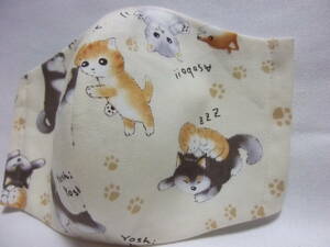 ☆猫　柴犬　ベージュ　大　ハンドメイド　インナーマスク　　