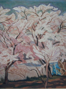 Art hand Auction 安井曾太郎, 【桜】, 希少な額装用画集より, 状態良好, 新品額装付, インテリア, 春, 桜, 絵画, 油彩, 自然, 風景画