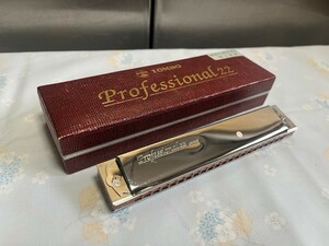 ○(B) Tombo トンボ 複音ハーモニカ Professional 22 D♭ (C♯) 調 変ニ長調 22穴 No.1722 ケース付 中古品 ④