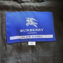 美品◎バーバリーブルーレーベル　BURBERRY BLUE LABEL　トレンチコート　シャドーチェック　黒　38　パフ袖　フレア　ブラック　ベルト付_画像7