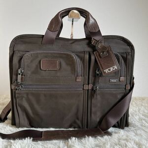 美品◎TUMI トゥミ ブリーフケース ビジネスバッグ 2way ショルダーバッグ　書類　A4可能　ブラウン　26108BH　レザー　ナイロン　茶