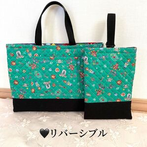 ハンドメイド リバーシブル 入園 レッスンバッグ シューズケース