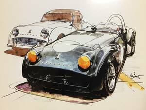 【正規品 絶版】Bowイラスト ポストカード トライアンフ TR-3A カーマガジンTriumph TR-3A 絵葉書 旧車 絵