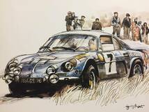 【正規品 絶版】Bowイラスト ポストカード アルピーヌ ルノー A110 カーマガジン Alpine Renault A110 絵葉書 旧車 絵_画像1