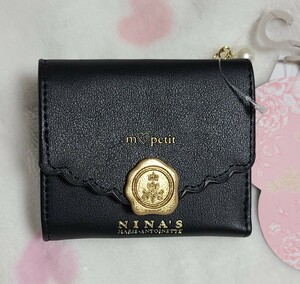 レディース 財布（青木美沙子×NINA'S ニナス 黒　コンパクト 三つ折り財布 コインケース カードケース ミニ財布 札入れ しまむら ロリータ