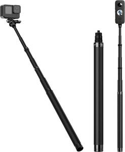 TELESIN Insta360 GoPro for self .. stick (1.16M) long self .. stick charcoal element fiber light weight waterproof 4 step flexible type Go P