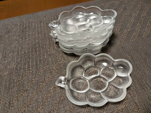 ぶどうの小皿5枚　ガラス製 和食器 食器 レトロ 葡萄 フルーツ アイス 果物