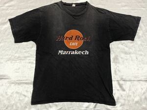 【送料無料 値下げ交渉歓迎】ハードロックカフェ モロッコマラケシュ 半袖Tシャツ M ビンテージ HardRockCAFE ダークグレー 古着 音楽 国別