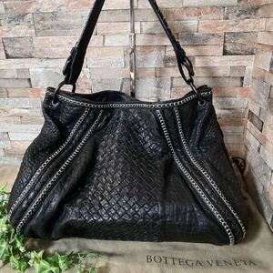 1円 BOTTEGA VENETA ボッテガヴェネタ ワンショルダーバッグ トートバッグ イントレチャート ブラック系 黒系 保存袋 1スタ