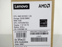 新品 未使用品 Lenovo レノボ Chromebook クロームブック 82J9S00R00 11.6インチ 4GB/32GB グレー_画像4