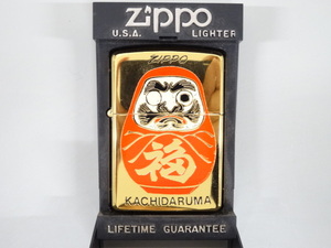 新品 未使用品 1994年製 ZIPPO ジッポ SOLID BRASS ソリッドブラス KACHIDARUMA 勝ち ダルマ 達磨 片目 ゴールド 金 オイル ライター USA