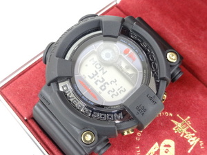 美品 CASIO カシオ G-SHOCK ジーショック Stussy × BAPE ステューシー エイプ FROGMAN フロッグマン GF-8250BS ソーラー 腕時計 APE