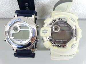 ジャンク 2点セット まとめて CASIO カシオ Baby-G FROGMAN ベビーG フロッグマン BGW-100 レディース クォーツ 腕時計