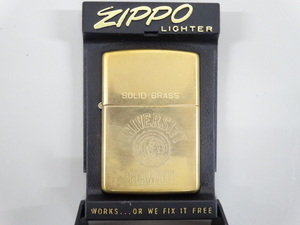 新品 未使用品 ZIPPO ジッポ SOLID BRASS ソリッドブラス 1932 1992 ダブルイヤー UNIVERSITY HAWAII ハワイ ゴールド 金 ライター USA