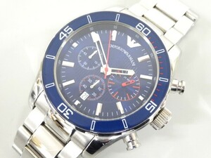 ジャンク EMPORIO ARMANI エンポリオ アルマーニ クロノグラフ AR-5933 デイト 青文字盤 クォーツ メンズ 腕時計