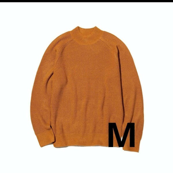 ユニクロ 男女兼用 ミドルゲージモックネックセーター オレンジ Mサイズ