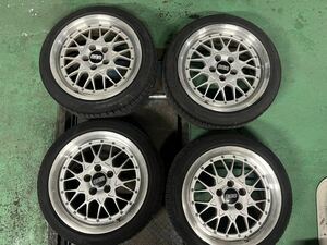 BBS 215/45R17 RSⅡ/O047 8J×17インチ ET35 PCD114.3 ハブ径約60 ７分山タイヤ付き 個人宅不可　社外アルミホイール