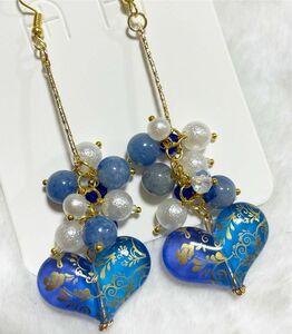 【P592】手染めビーズ ハンドメイド /ピアス イヤリング