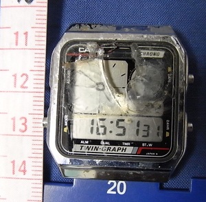 ガラス割れ CASIO カシオ アラーム クロノ TWIN-GRAPH AE-200 588 メンズ 腕時計 デジタル