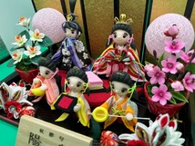 樹脂粘土　ハンドメイド〜ひな祭り　桃の花　橘の花　ちりめん細工　ぼんぼりLEDライト点灯_画像4