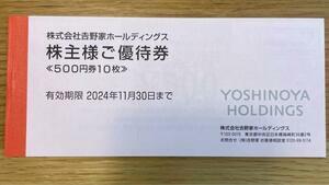 吉野家 株主優待 吉野家ホールディングス 1冊 5000円分 2024年11月30日まで